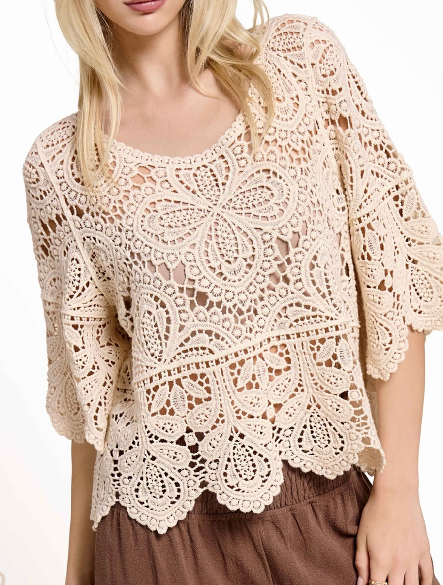 Laney Crochet Floral Top