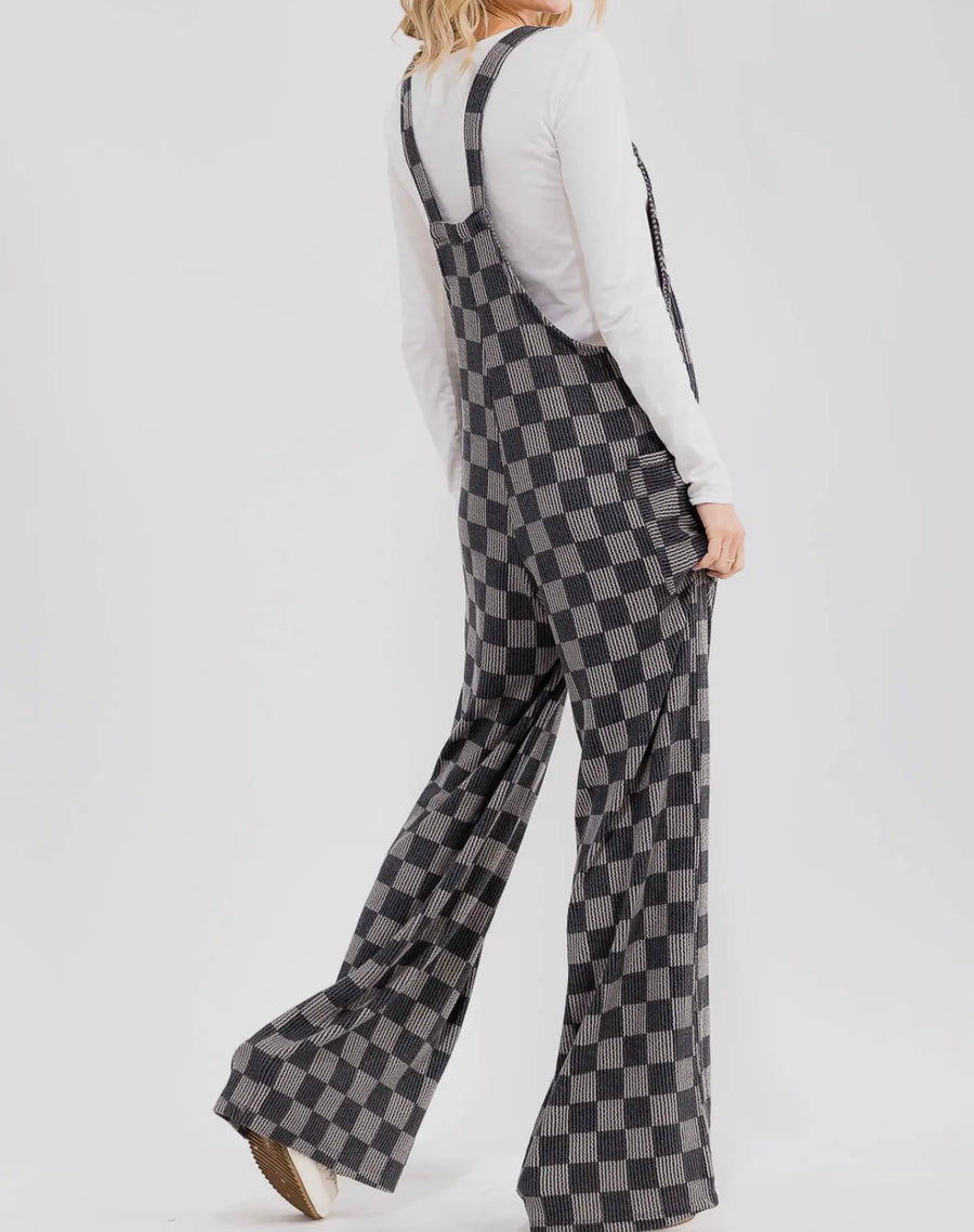 Flynn Checkered Ribbed Overalls