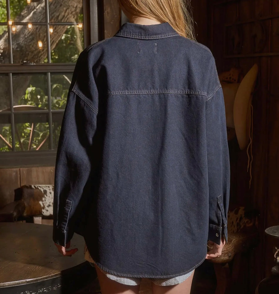 Dart Denim Button Down Long Sleeve Shirt