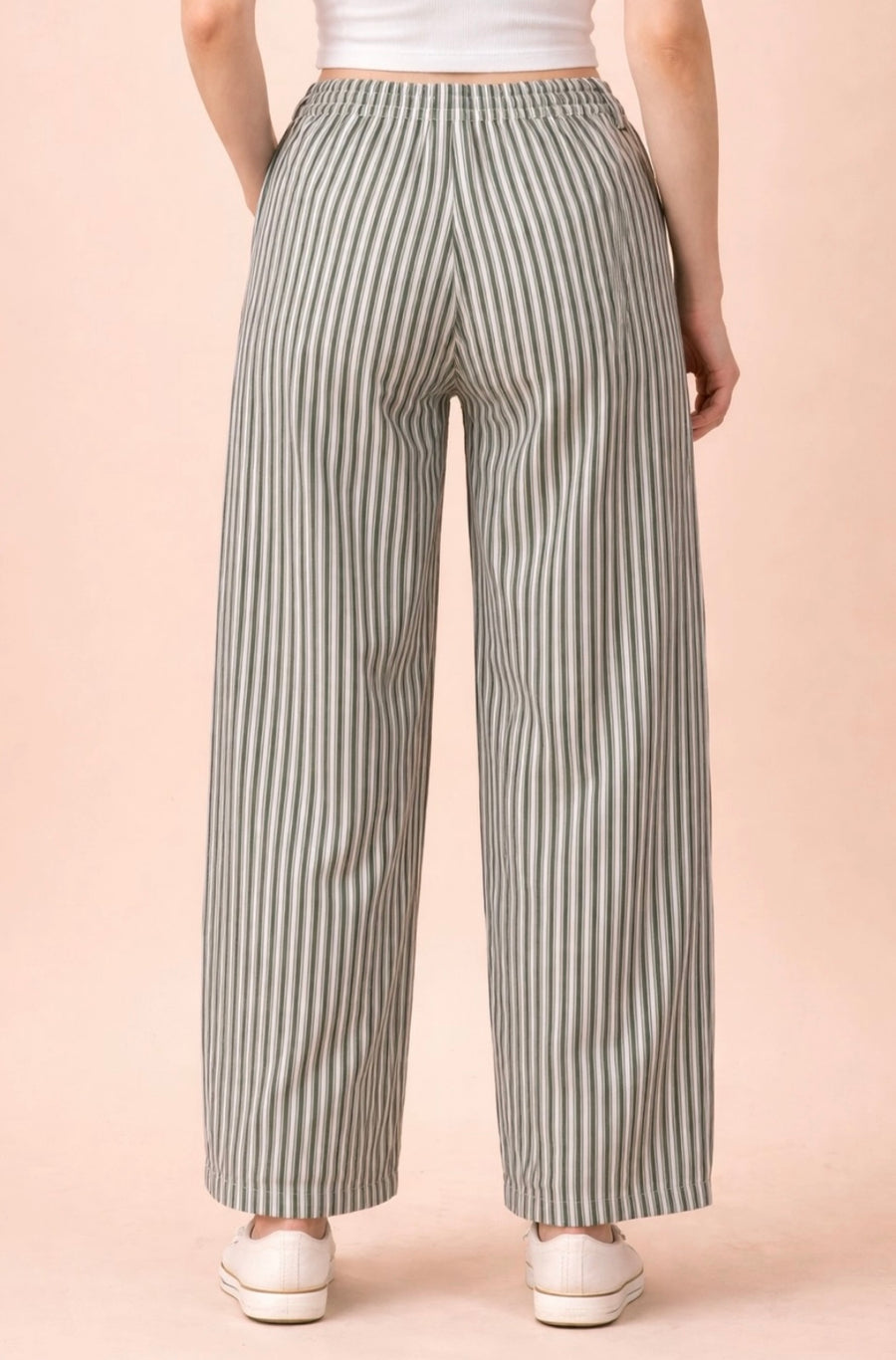 Rae Striped Barrel Green Jean