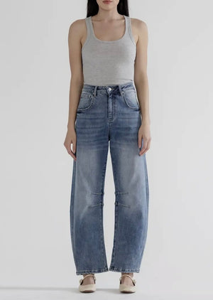 Kara Super High Ankle Barrel Leg Jean