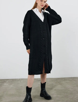 Harrison Black Duster Length Cardigan