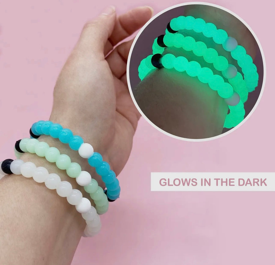 Glow In The Dark Silicone Bubble 6 Pack Bracelet Set