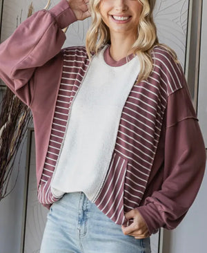 Cove Stripped Marsala Top