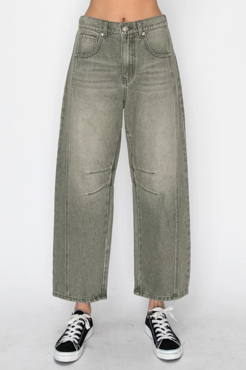 Halsty Elastic Waist Barrel Jean (2 Colors)