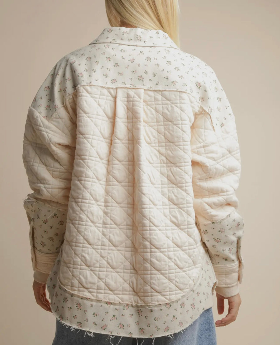Sweet Floral Printed Contrast Jacket