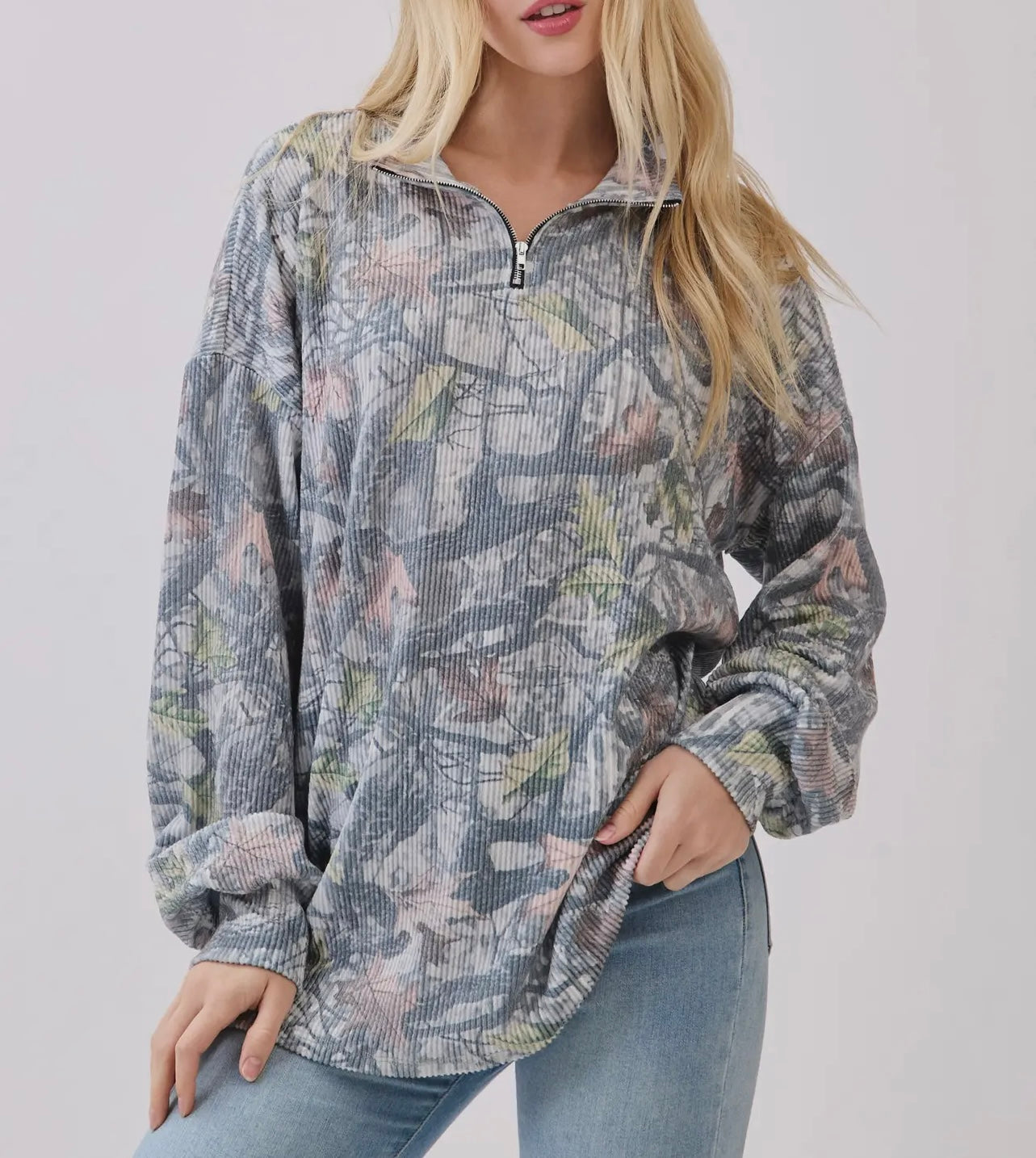 Hayes Camo Ribbed Quarter Zip