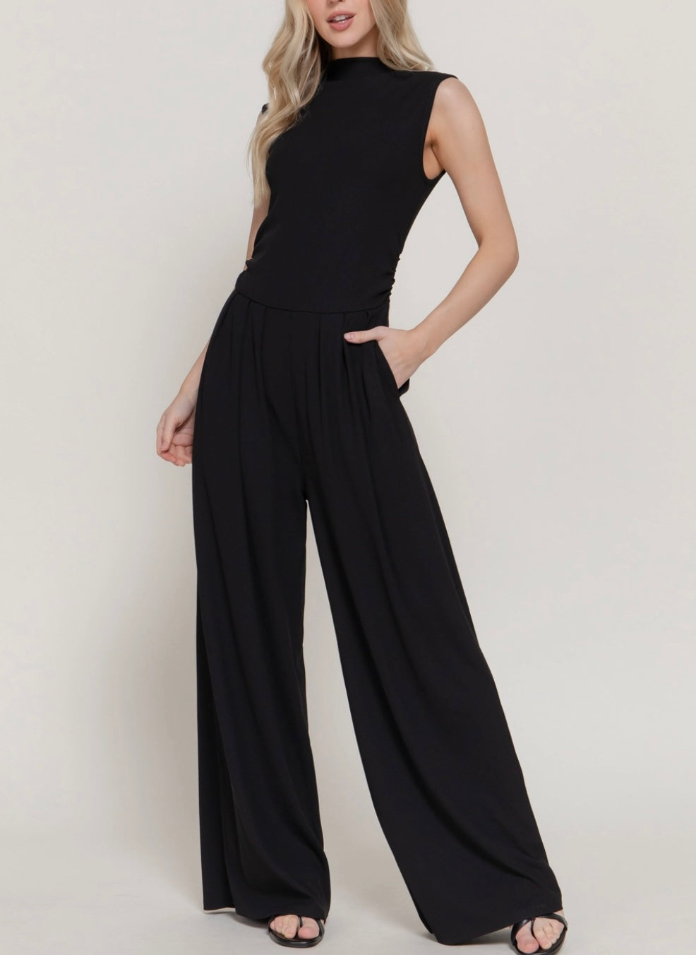 Lynston Black Pleated Jumpsuit