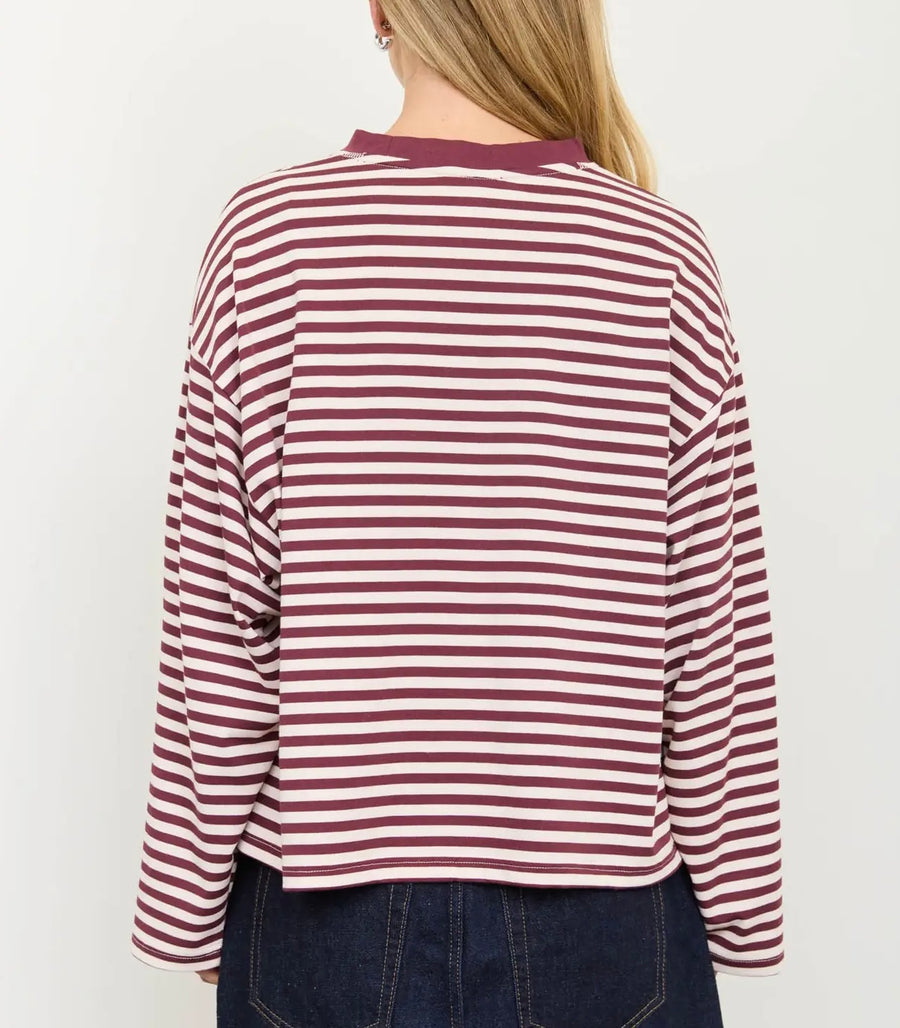 Neila Stripe Burgundy Top