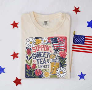 Sippin Sweet Tea & Liberty Graphic Tshirt