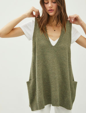 Henry Oversized V-Neck Soft Sweater Vest (2 Colors)