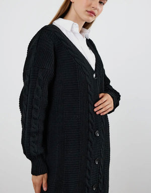 Harrison Black Duster Length Cardigan