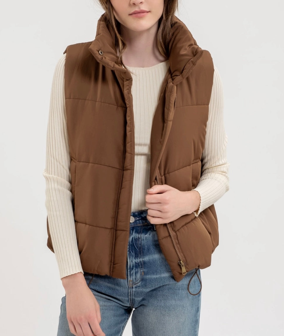 Zeva Brown Puffer Vest