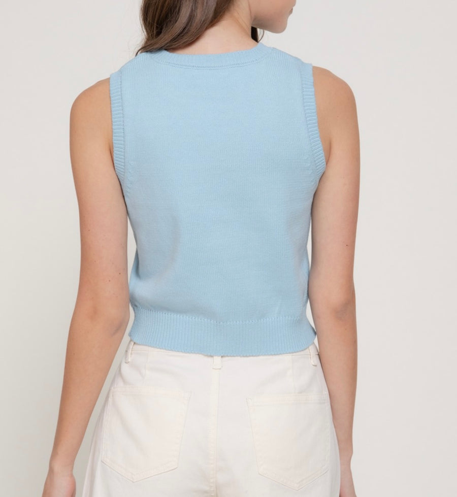 French Lemon Jacquard Sweater Top