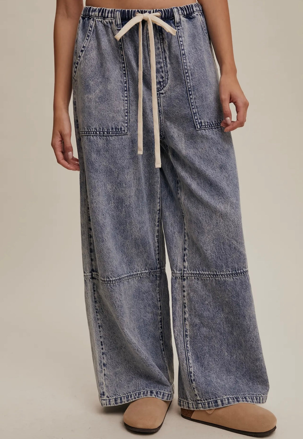 Lillian Denim Wide Leg Drawstring Pant