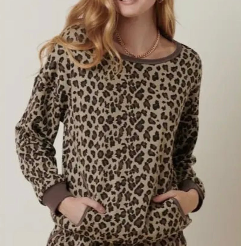 PBF Leopard Sage Pullover Top