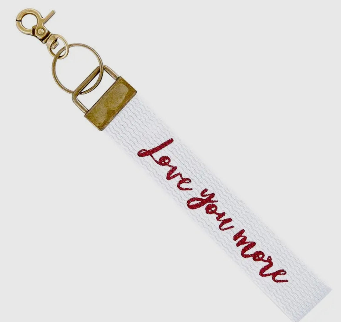 Love You More Canvas Keychain