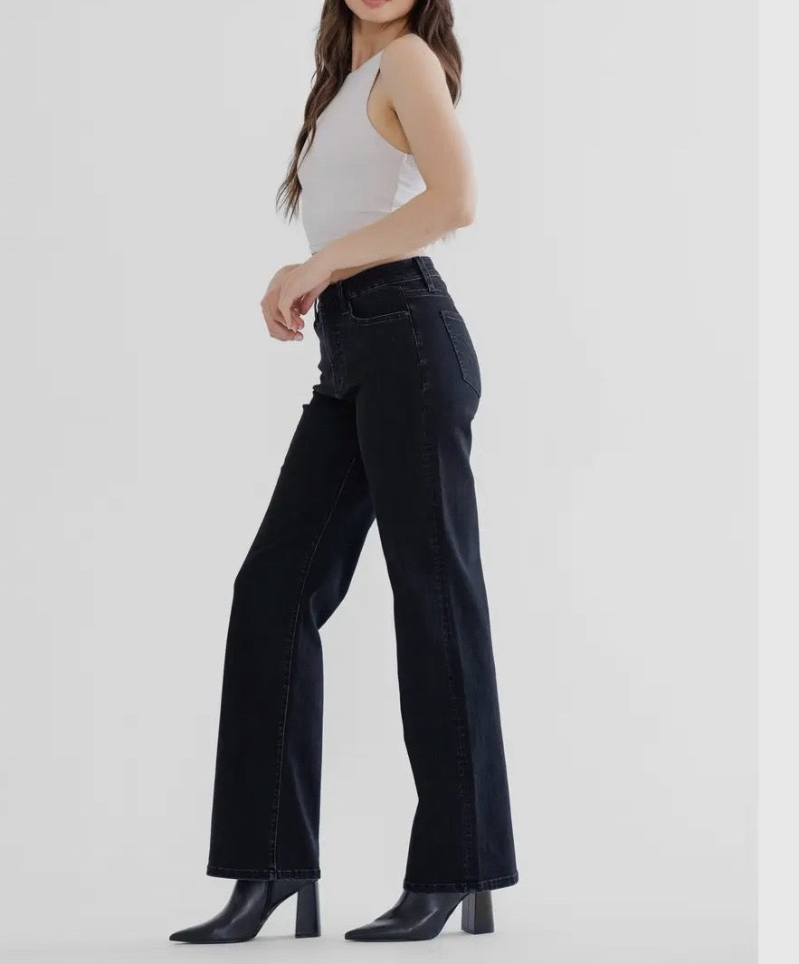 Mica High Rise Ink Black Wide Leg Jean