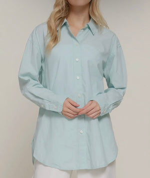 Emma Mint Relaxed Button Down Top