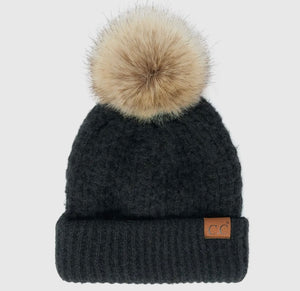 CC Cable Knit Pom Pom Hat (3 Colors)