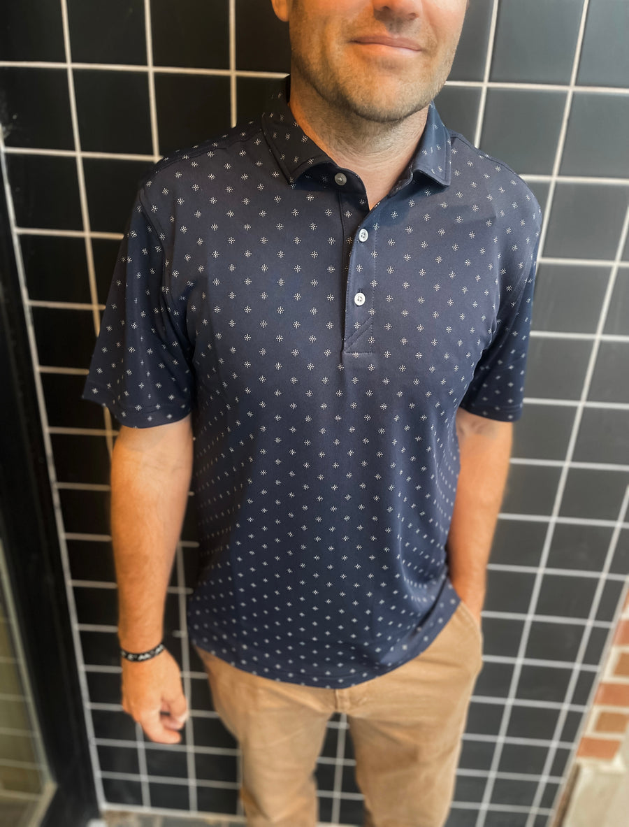 Legend Luxe Navy Print Polo