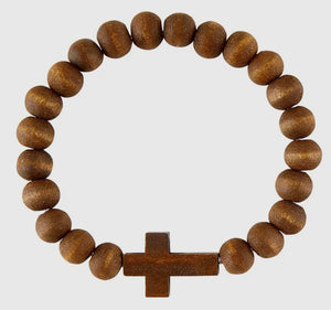 Faith Wooden Bead Stretch Bracelet