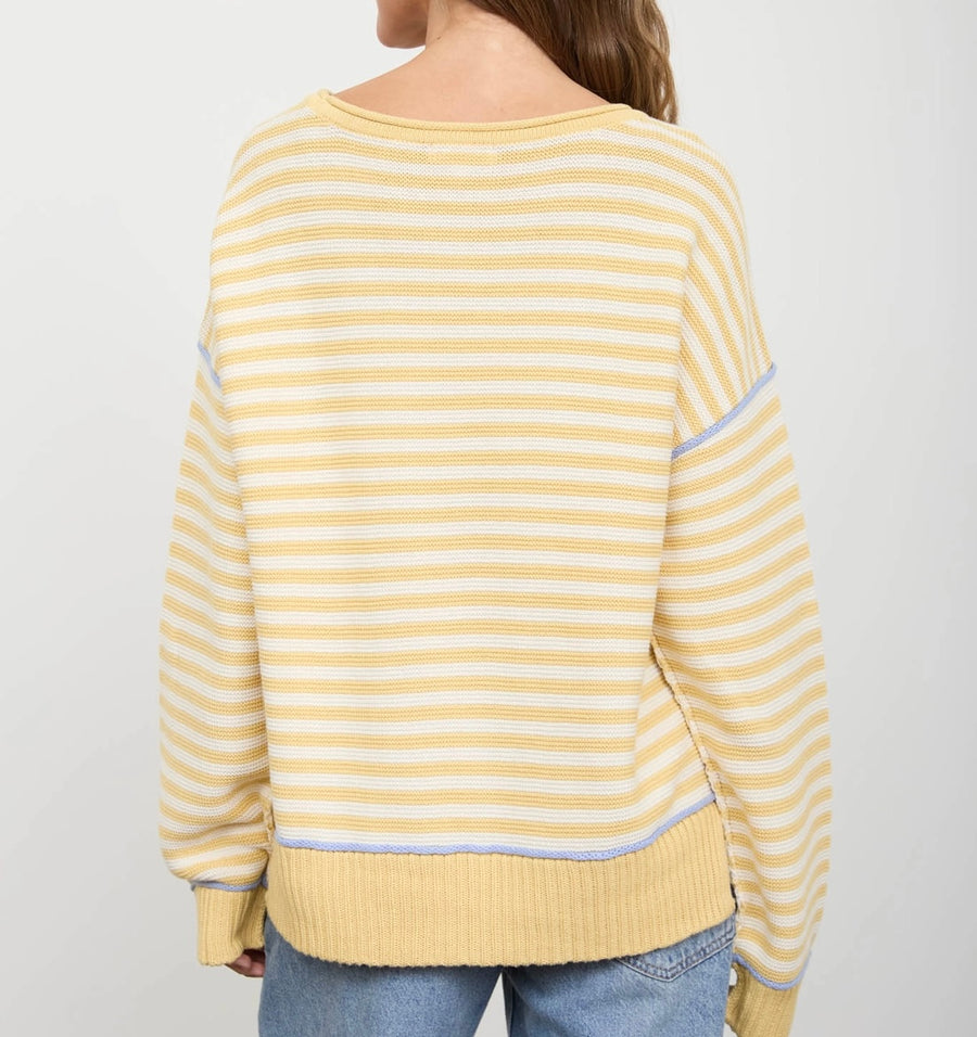 Mason Strip Contrast Buttercream Sweater
