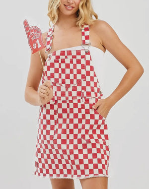 Game Day Checkered Overall Dress