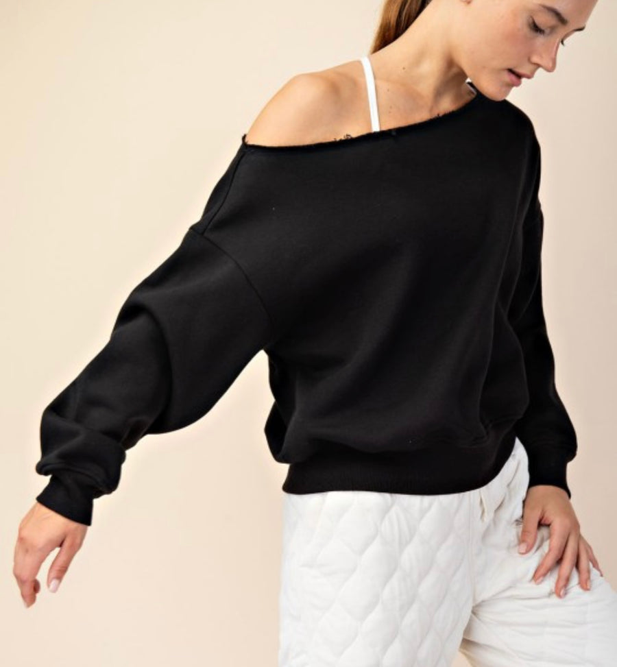 Celia French Terry Off Shoulder Top
