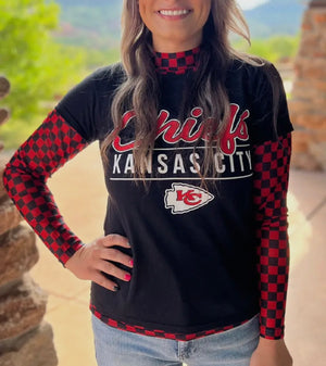 Pep Rally Mesh Top Red & Black