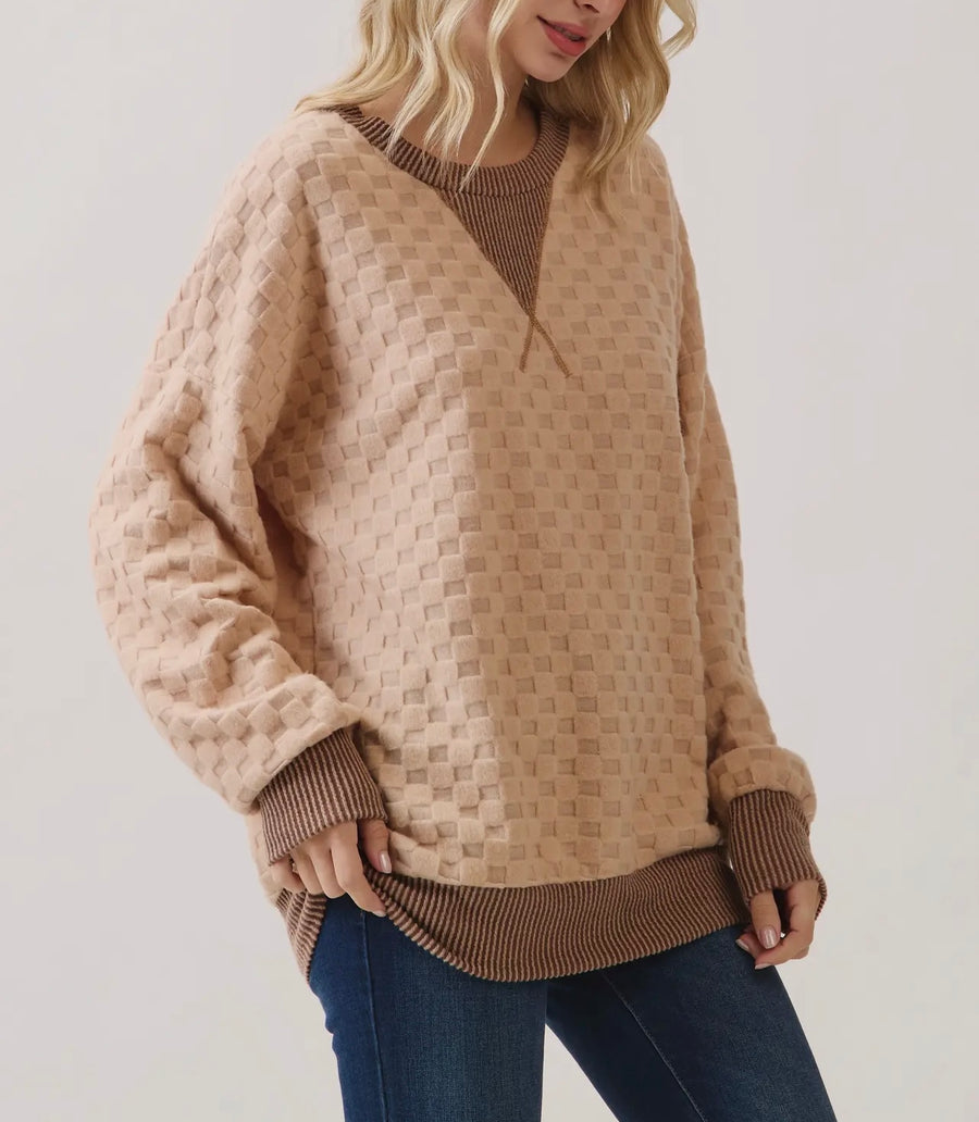 Holland Taupe Checker Knit too