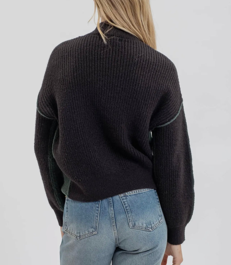 Hale Exposed Seam Green Sweater