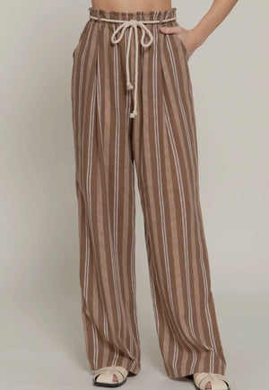 Indie Brown Stripe Belt Pant