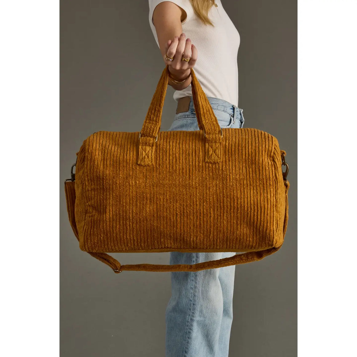 Corduroy Mustard Duffle Bag