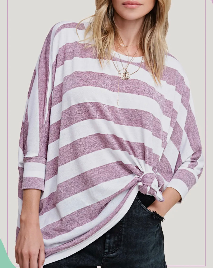 Fawn Stripe Dolman Relax Top (2 Colors)