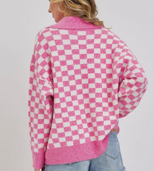 Berks Pink Checkered Sweater