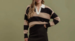 Be You Stripe Collar Sweater Top