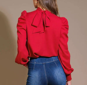 Tis The Season Bow Back Detail Blouse (2 Colors)