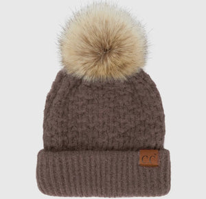 CC Cable Knit Pom Pom Hat (3 Colors)