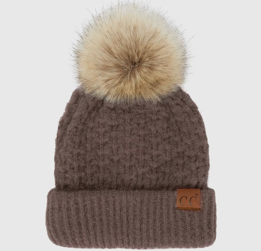 CC Cable Knit Pom Pom Hat (3 Colors)