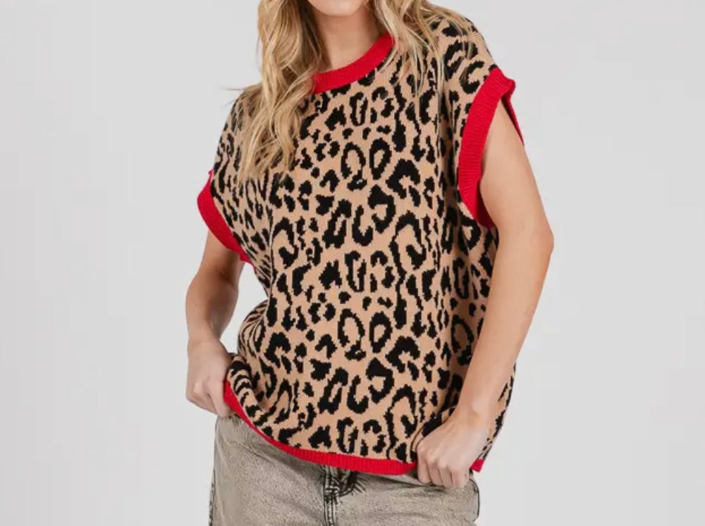 Charlotte Leopard Pop Sweater Vest