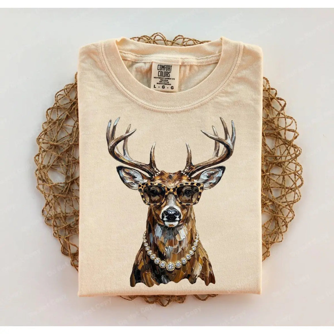 Glam Babe Whitetail Deer Cream Tee or Crewneck