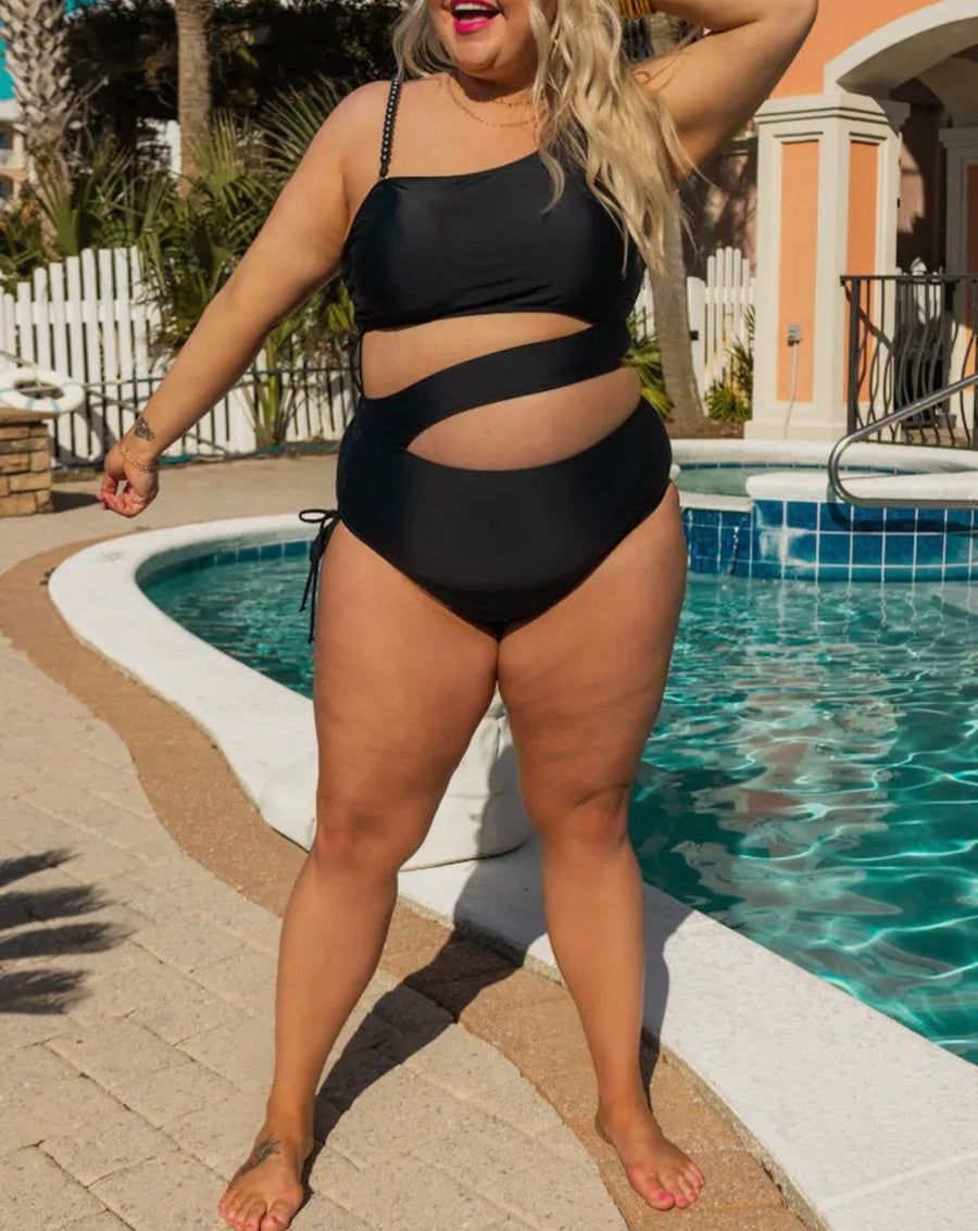Bellini Black Side Cut Swimsuit