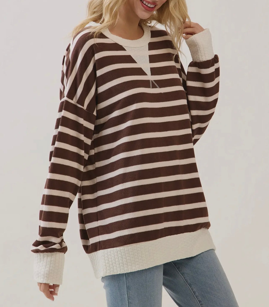 Josiah Stripped Brown & Ivory Top