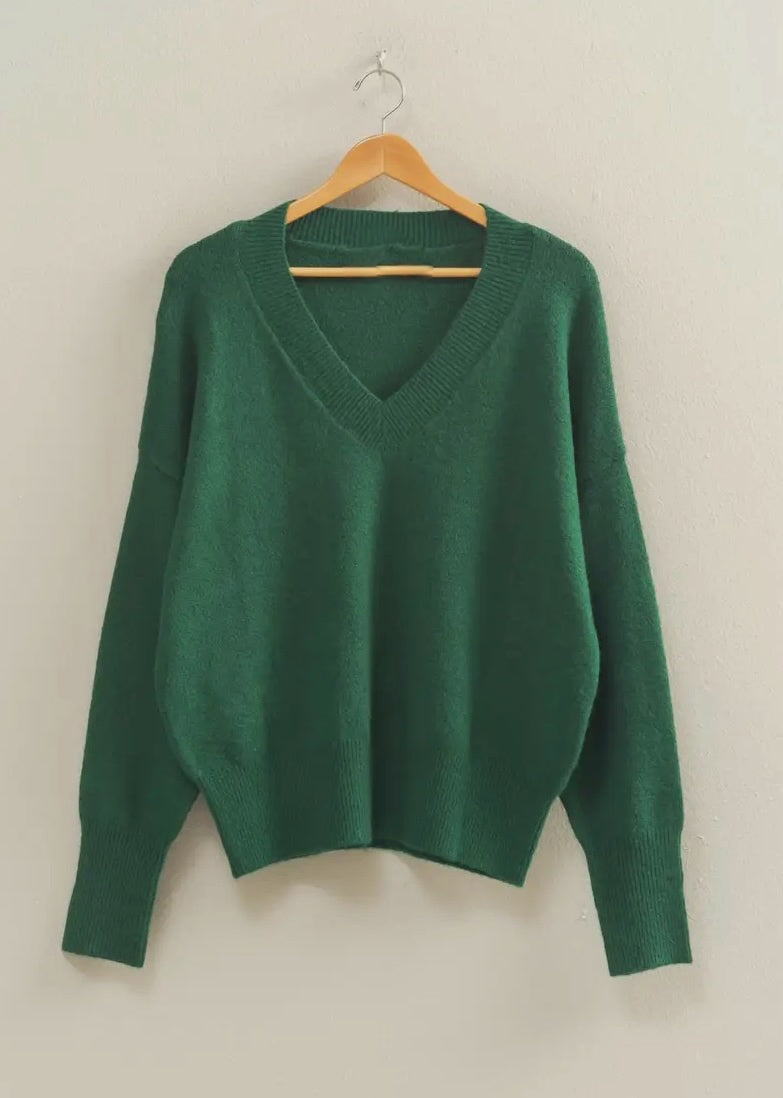Evergreen Hills Oversized V Neck Sweater