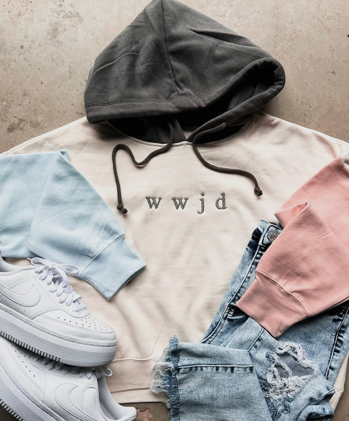 WWJD Colorblock Cropped Hoodie
