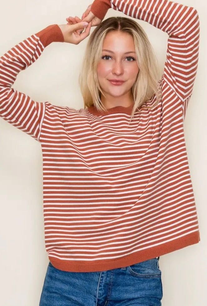 Viv Striped Camel Sweater