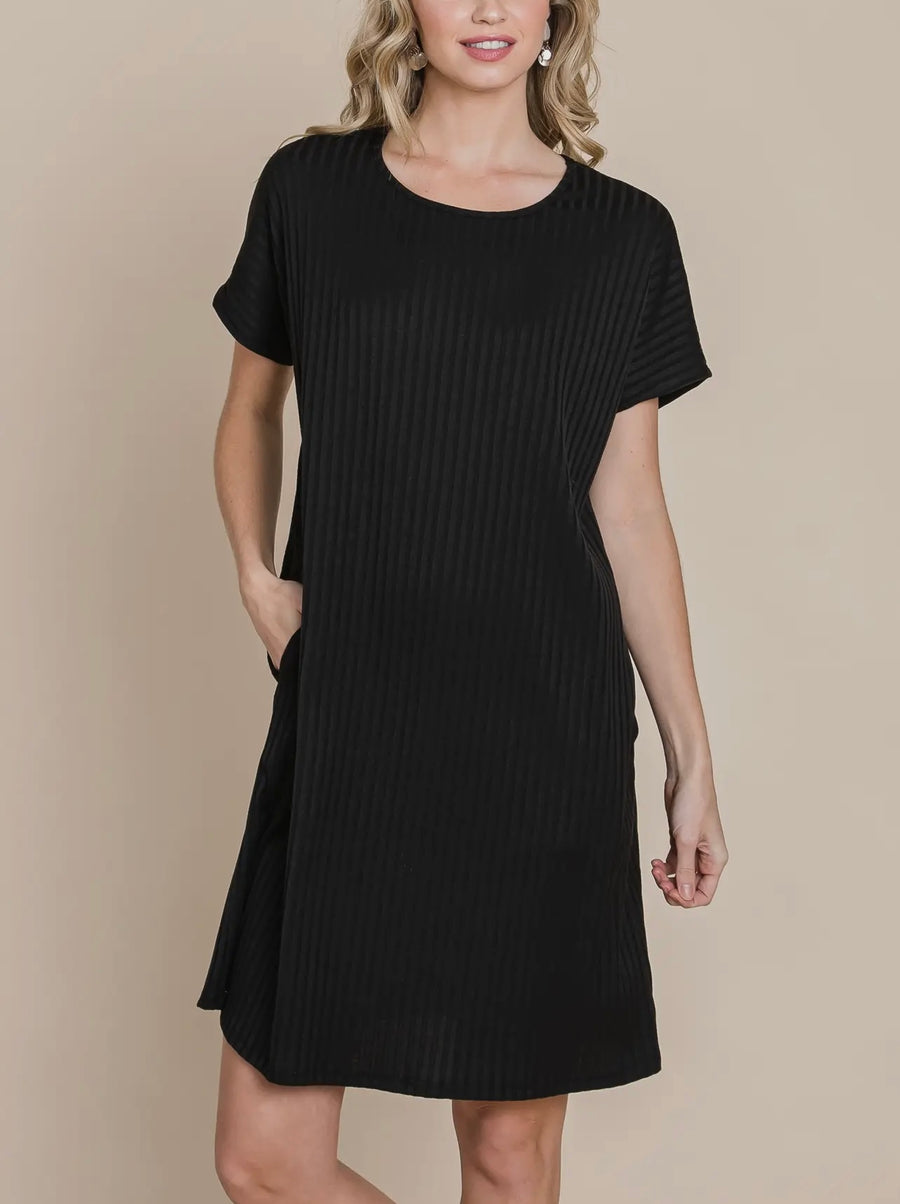 Windsor Black Rib Knit Dress
