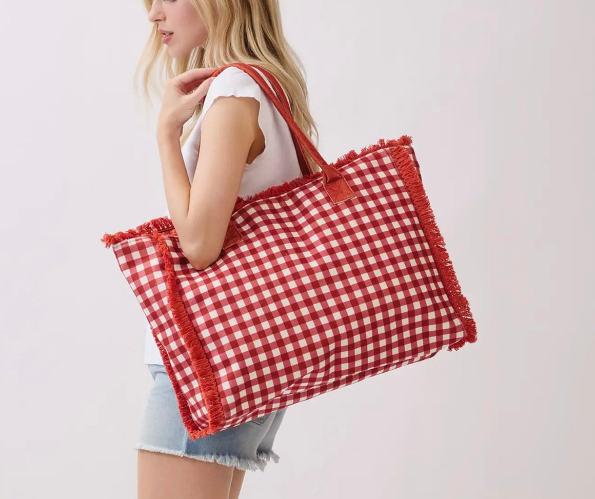 Got It Together Gingham Pattern Tote (2 Colors)
