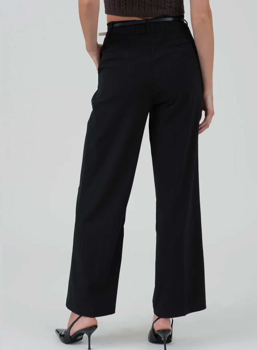 Eleven Pleated Black Wide Leg Dress Pant